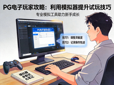 资深PG玩家正在使用PG模拟器进行旗舰游戏试玩技巧练习的场景